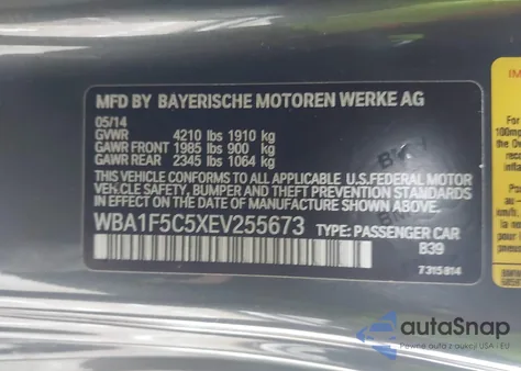 2014 BMW 228I from USA, damaged, VIN WBA1F5C5XEV255673